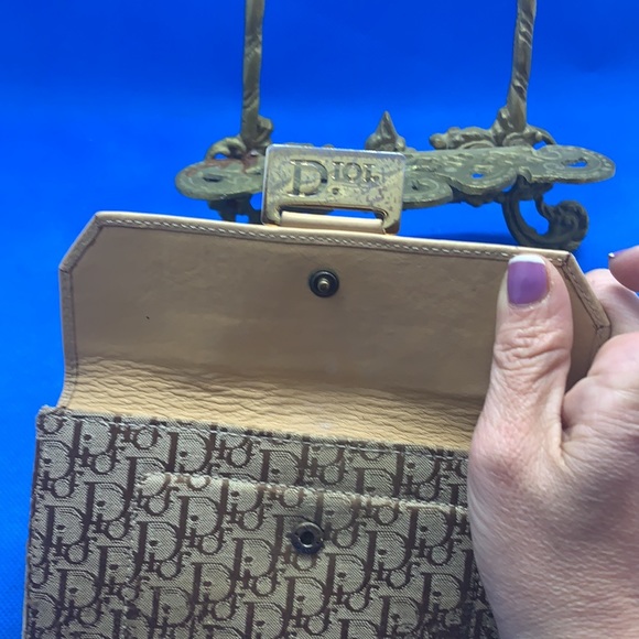 DIOR Trotter Logo Print Canvas Brown w Gold Accent Dior vintage wallet serial # - Picture 3 of 11